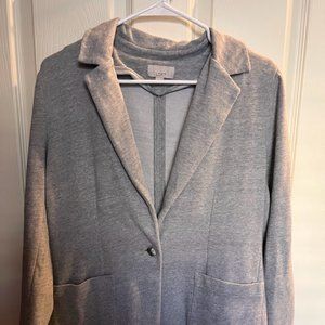 Loft Grey Blazer Size 12 100% Cotton 2 Pockets 1 Button